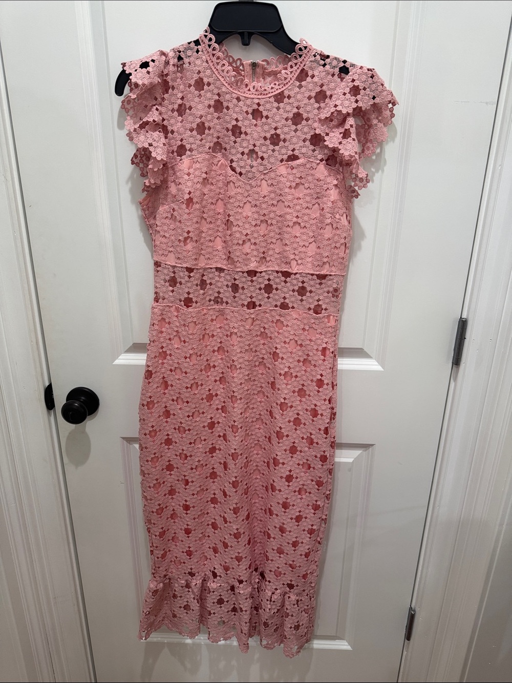 Just Me Pink Floral Lace Midi Dress